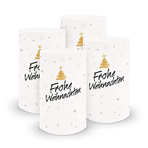 itenga 6X Windlicht Tischlicht aus Folie I Weihnachten Weihnachtsmotive I 6cm Durchmesser 10cm hoch I geeignet für Teelichter oder LED-Kerzen (Motiv Frohe Weihnachten) von itenga