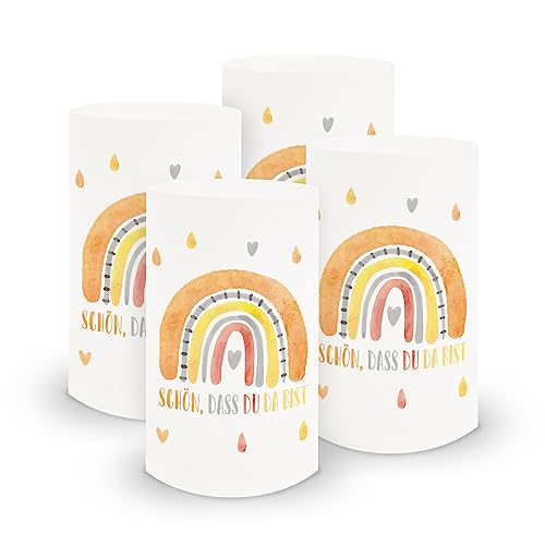 itenga 6X Windlicht Tischlicht aus Folie I Schön DASS du da bist Regenbogen Boho Stil I 10,0 x 21,0 cm I ideal als Tischdeko I geeignet für Teelichter oder LED-Kerzen itenga 6X Windlicht Tischlicht aus Folie I Schön DASS du da bist Regenbogen Boho Stil I 10,0 x 21,0 cm I ideal als Tischdeko I geeignet für Teelichter oder LED-Kerzen von itenga