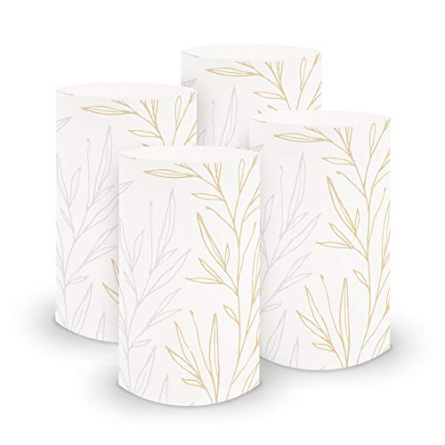 itenga 6X Windlicht Tischlicht aus Folie I Zweige Hellbraun I 10,0 x 21,0 cm I ideal als Tischdeko für Jede Feierlichkeit I geeignet für Teelichter oder LED-Kerzen von itenga