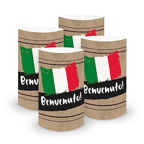 itenga 6X Windlicht Tischlicht aus Folie I Ländermotive I 10,0 x 21,0 cm I ideal als Tischdeko I geeignet für Teelichter oder LED-Kerzen (italienisch - Benvenuto) von itenga