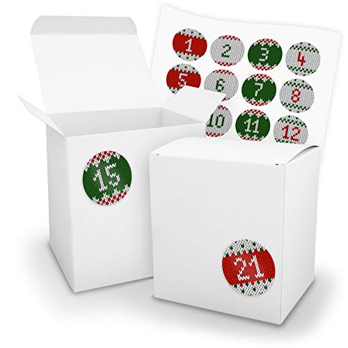 itenga Adventskalender zum Befüllen 24x extra große XL Würfel Schachteln mit Zahlenaufklebern (Würfel WEISS (V18 Z28)) von itenga