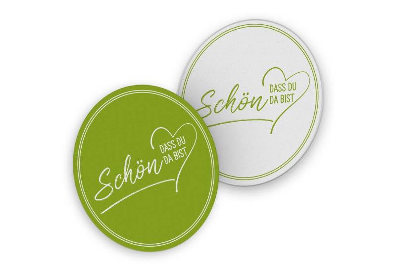 itenga Bierdeckel ITENGA 40x Bierdeckel rund Schön dass du da bist V2 frühlingsgrün von itenga