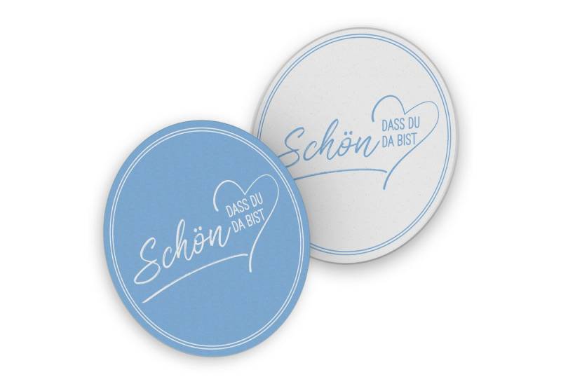 itenga Bierdeckel ITENGA 40x Bierdeckel rund Schön dass du da bist V2 hellblau von itenga
