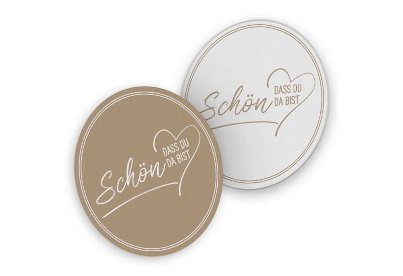 itenga Bierdeckel ITENGA 40x Bierdeckel rund Schön dass du da bist V2 latte macchiato von itenga