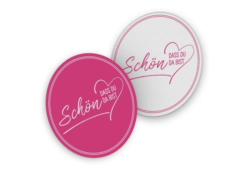 itenga Bierdeckel ITENGA 40x Bierdeckel rund Schön dass du da bist V2 pink von itenga