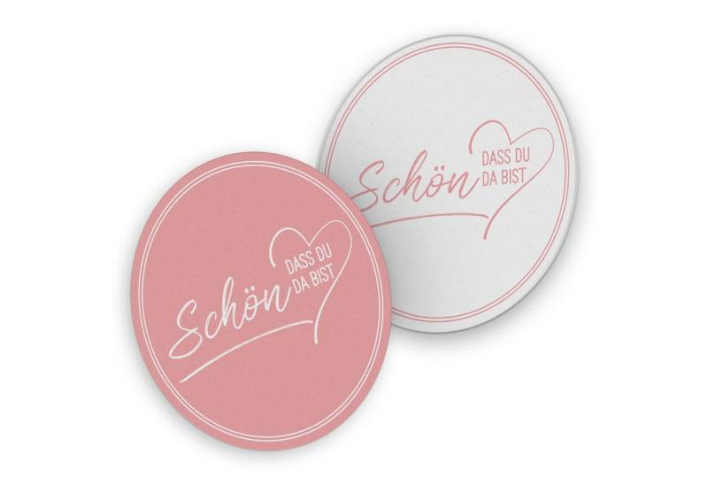 itenga Bierdeckel ITENGA 40x Bierdeckel rund Schön dass du da bist V2 rosa von itenga