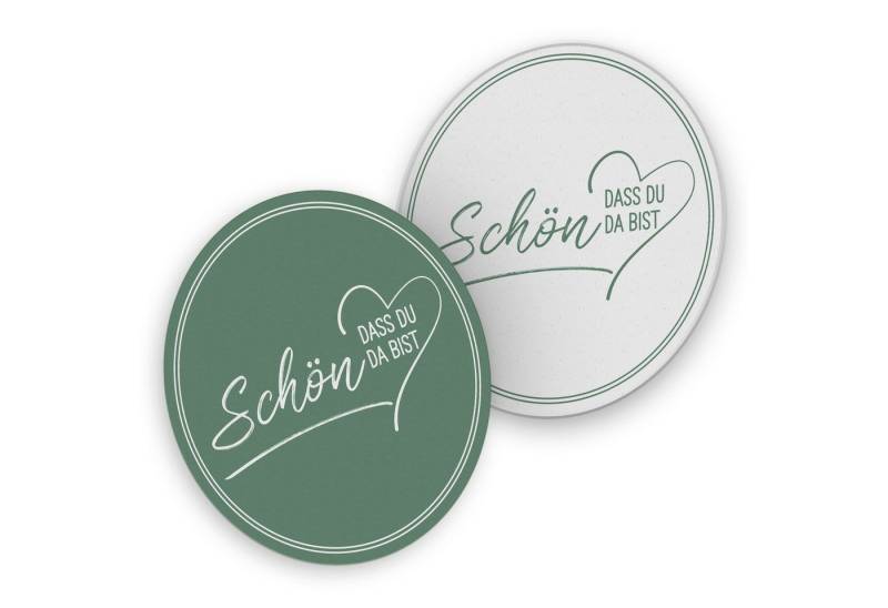itenga Bierdeckel ITENGA 40x Bierdeckel rund Schön dass du da bist V2 salbei grün von itenga