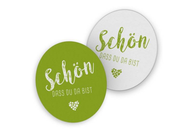 itenga Bierdeckel itenga 40x Bierdeckel Untersetzer "Schön dass du da bist" frühlingsgrü von itenga