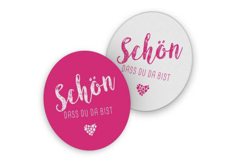 itenga Bierdeckel itenga 40x Bierdeckel Untersetzer "Schön dass du da bist" fuchsia von itenga