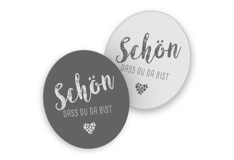 itenga Bierdeckel itenga 40x Bierdeckel Untersetzer "Schön dass du da bist" taubengrau g von itenga