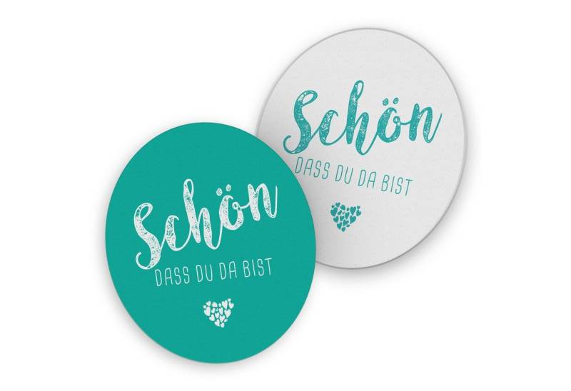 itenga Bierdeckel itenga 40x Bierdeckel Untersetzer "Schön dass du da bist" türkisblau von itenga