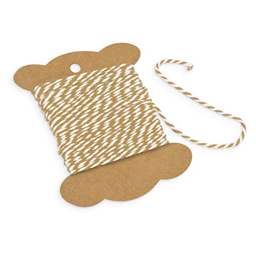 itenga Dekogarn Bastelschnur Kordel Bakers Twine Geschenkband Baumwollschnur Dekokordel für Gastgeschenke Adventskalender Geschenkverpackungen (10 m x 2 mm) (Beige/Weiß) von itenga