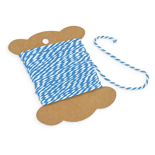 itenga Dekogarn Bastelschnur Kordel Bakers Twine Geschenkband Baumwollschnur Dekokordel für Gastgeschenke Adventskalender Geschenkverpackungen (10 m x 2 mm) (Blau/Weiß) von itenga
