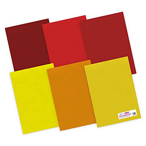 itenga Fotokarton 25 Blatt A4 300 g/qm - Tonpapier Tonkarton Druckerpapier Bastelpapier Bogen durchgefärbt zum kreativen Gestalten und Basteln (Gelb und Rottöne) von itenga