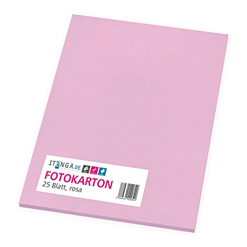 itenga Fotokarton 25 Blatt A4 300 g/qm - Tonpapier Tonkarton Druckerpapier Bastelpapier Bogen durchgefärbt zum kreativen Gestalten und Basteln (Rosa) von itenga