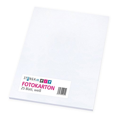 itenga Fotokarton 25 Blatt A4 300 g/qm - Tonpapier Tonkarton Druckerpapier Bastelpapier Bogen durchgefärbt zum kreativen Gestalten und Basteln (Weiss) von itenga