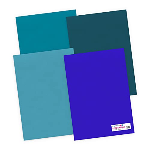 itenga Fotokarton 25 Blatt A4 300 g/qm - Tonpapier Tonkarton Druckerpapier Bastelpapier Bogen durchgefärbt zum kreativen Gestalten und Basteln (blau) von itenga