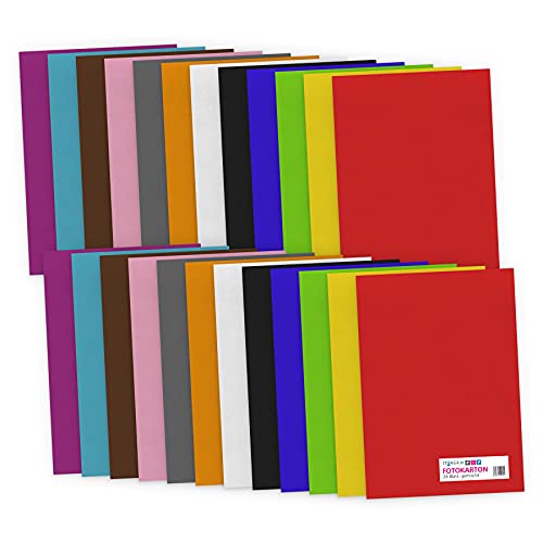 itenga Fotokarton 24 Blatt A4 300 g/qm - Tonpapier Tonkarton Druckerpapier Bastelpapier Bogen durchgefärbt zum kreativen Gestalten und Basteln (bunt) von itenga