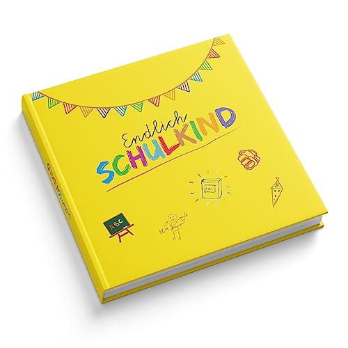 itenga Gästebuch Tafel für Erster Schultag Einschulung und Schulanfang Erinnerung Album 88 Seiten für Mädchen und Jungen (gelb) von itenga