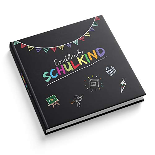 itenga Gästebuch Tafel für Erster Schultag Einschulung und Schulanfang Erinnerung Album 88 Seiten für Mädchen und Jungen (schwarz) von itenga