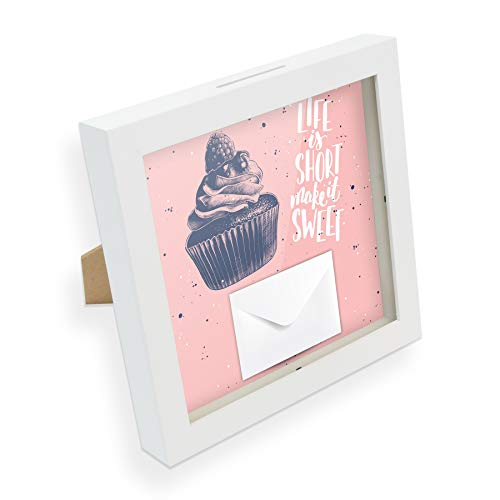 itenga Geldgeschenk Cupcake Gutschein Bilderrahmen Spardose zum Befüllen Geschenkverpackung inkl. Einleger und Briefumschlag zum Dekorieren itenga Geldgeschenk Cupcake Gutschein Bilderrahmen Spardose zum Befüllen Geschenkverpackung inkl. Einleger und Briefumschlag zum Dekorieren von itenga