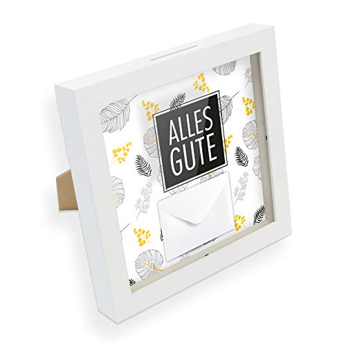 itenga Geldgeschenk I Spardose I Alles Gute I Gutschein I Bilderrahmen zum Befüllen I Geschenkverpackung I inkl. Einleger und Mini-Briefumschlag zum Dekorieren von itenga