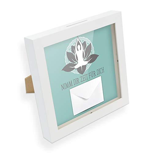 itenga Geldgeschenk I Spardose I Nimm dir Zeit für Dich Yoga I Gutschein I Bilderrahmen zum Befüllen I Geschenkverpackung I inkl. Einleger und Briefumschlag zum Dekorieren von itenga