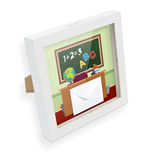 itenga Geldgeschenk I Spardose I Schulanfang I Gutschein I Bilderrahmen zum Befüllen I Geschenkverpackung I inkl. Einleger und Briefumschlag zum Dekorieren (Tafel) von itenga