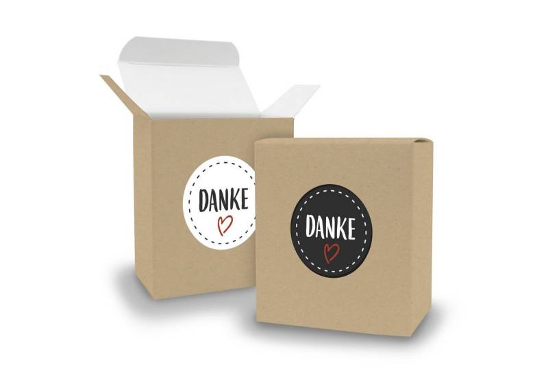 itenga Geschenkbox SET DANKE (Motiv22) 24x Faltschachtel Quader BRAUN + Sticker von itenga