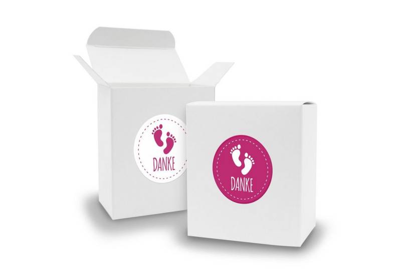 itenga Geschenkbox SET Danke Fußabdrücke (Motiv30) 24x Faltschachtel Quader weiß + Stick von itenga
