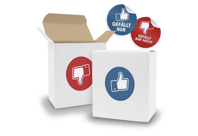 itenga Geschenkbox SET Daumen (Motiv38) 24x Faltschachtel Quader weiß innen braun+Sticker von itenga
