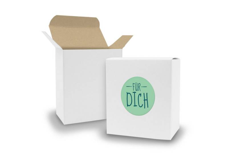 itenga Geschenkbox SET FÜR DICH (Motiv9) 24x Faltschachtel Quader weiß innen braun+Sticke von itenga