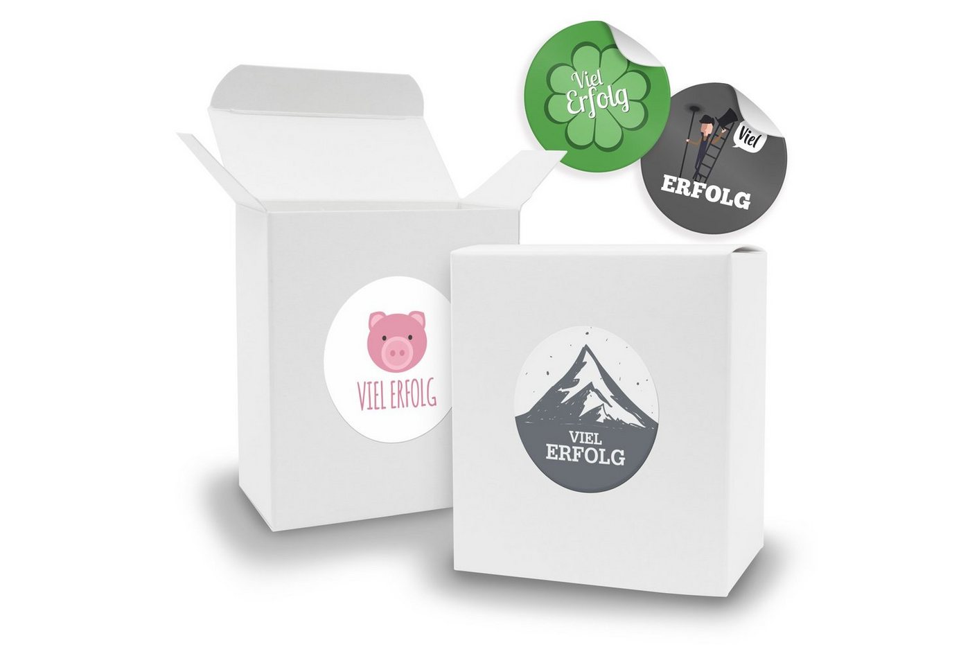 itenga Geschenkbox SET Viel Erfolg Mix (Motiv42) 24x Faltschachtel Quader weiß + Sticker von itenga