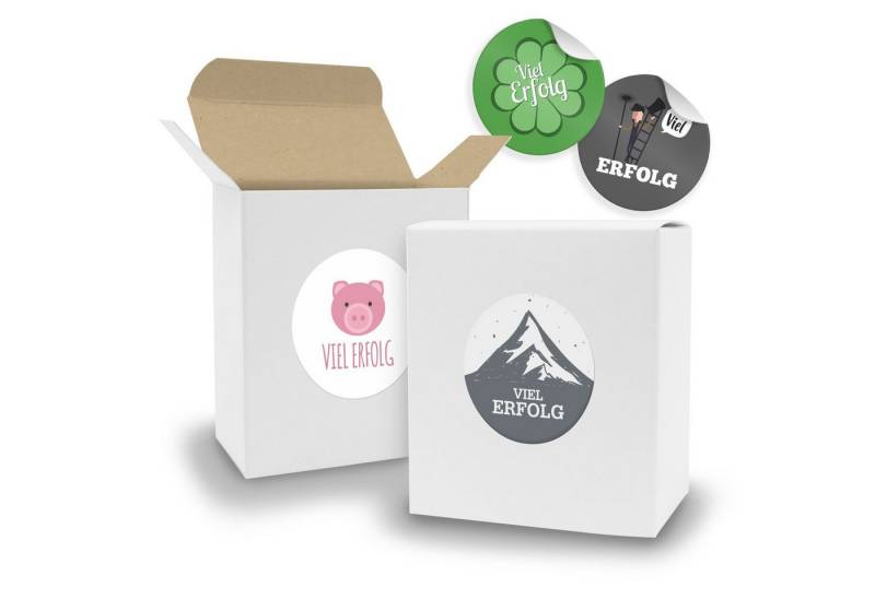 itenga Geschenkbox SET Viel Erfolg Mix (Motiv42) 24x Faltschachtel Quader weiß innen brau von itenga