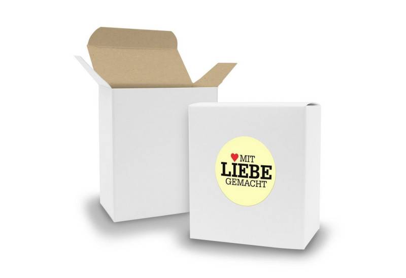 itenga Geschenkbox SET mit Liebe gemacht (Motiv8) 24x Faltschachtel Quader weiß innen bra von itenga