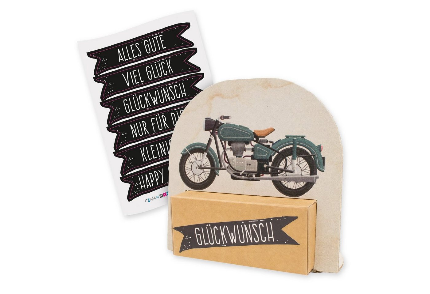 itenga Geschenkbox itenga Geldgeschenkverpackung Motorrad Vintage mit Stickerbogen von itenga