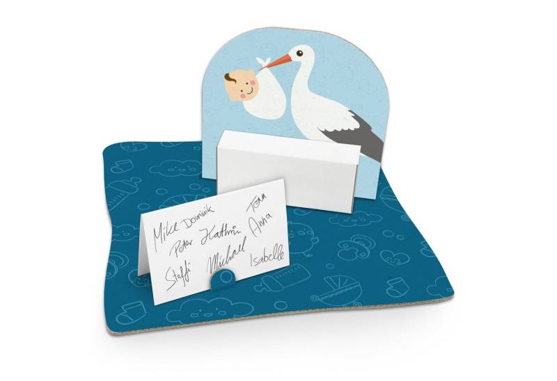 itenga Geschenkbox itenga Geldgeschenkverpackung "Storch mit Baby" hellblau pastell (Moti von itenga