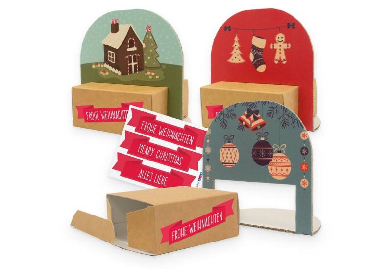 itenga Geschenkbox itenga Geschenkverpackung Set "Weihnachten Vintage" 3x Verpackung + St von itenga