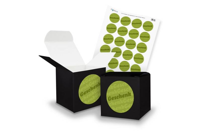 itenga Geschenkbox itenga SET Geschenk (Motiv 4) 24x Würfel 6,5cm schwarz + Stickerbogen von itenga