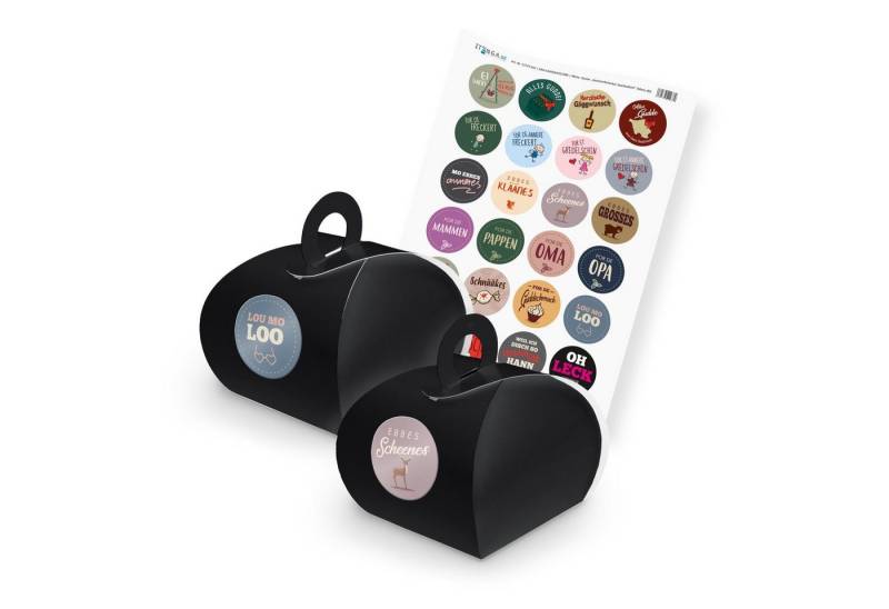 itenga Geschenkbox itenga SET Geschenkesticker Saarländisch (Motiv 80) 24x Geschenkschach von itenga