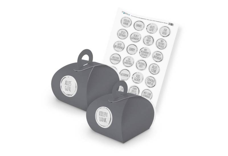 itenga Geschenkbox itenga SET Sprüche Stempeldesign grau unlackiert (Motiv 68) 24x Gesche von itenga
