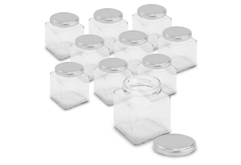 itenga Marmeladenglas itenga Set 10 Marmeladengläser QUADRATISCH mit silbernem Deckel 212ml von itenga