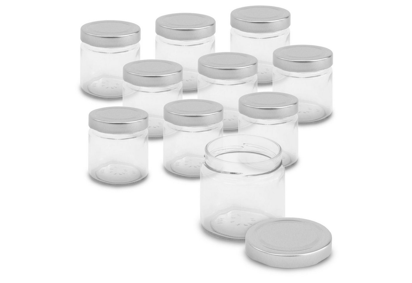 itenga Marmeladenglas itenga Set 10 Marmeladengläser rund mit silbernem Deckel 212ml von itenga