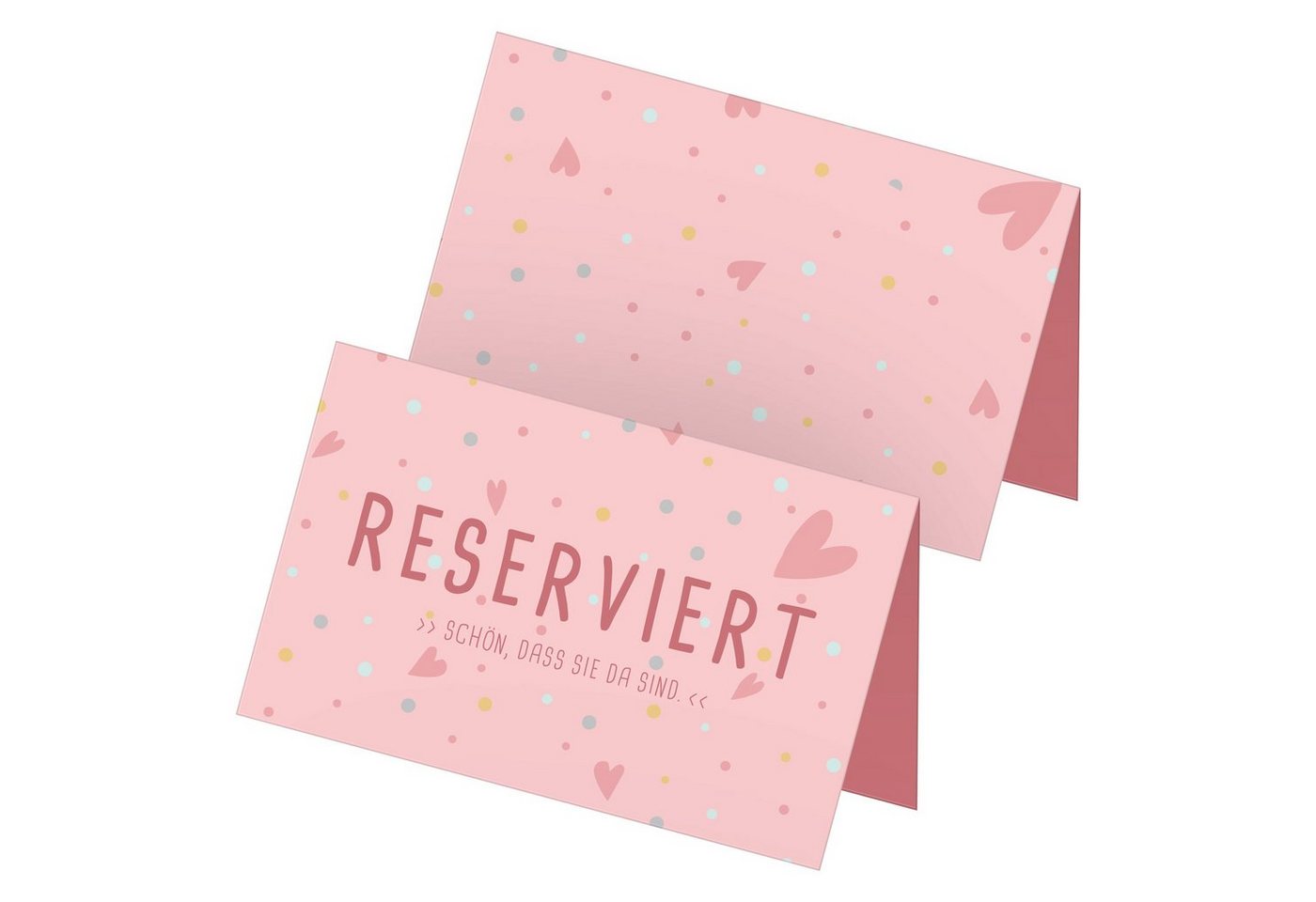 itenga Papierdekoration itenga 24x Tischkarten "Reserviert" Pastelltöne Herzen Polka Dots Hand von itenga