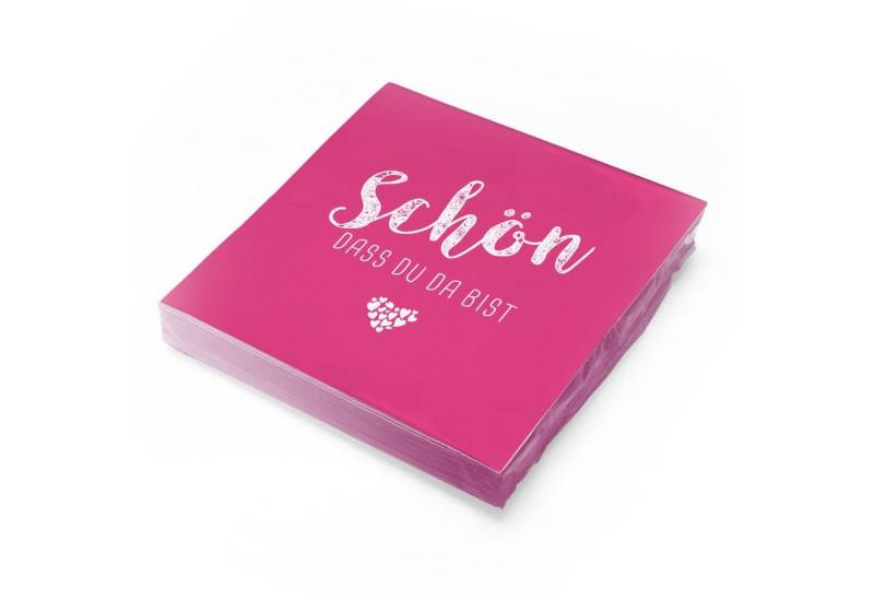itenga Papierserviette itenga 20x Serviette Schön dass du da bist fuchsia pink (Pantone 226 U von itenga