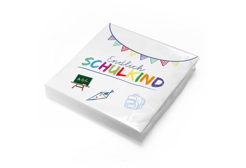 itenga Papierserviette itenga 20x Serviette Schulanfang Endlich Schulkind weiß / farbig von itenga