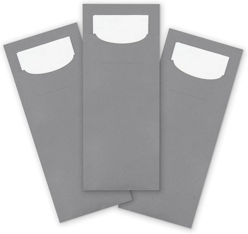 itenga Papierserviette itenga 24x Bestecktasche aus Papier GRAU Einweg mit Serviette von itenga