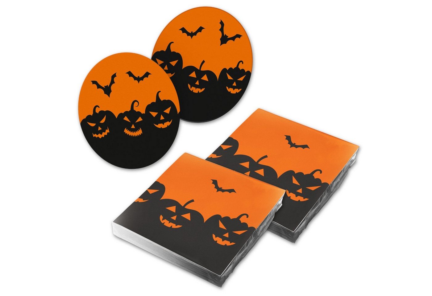 itenga Papierserviette itenga 40x Serviette Halloween schwarz orange mit 40x Bierdeckel Set von itenga