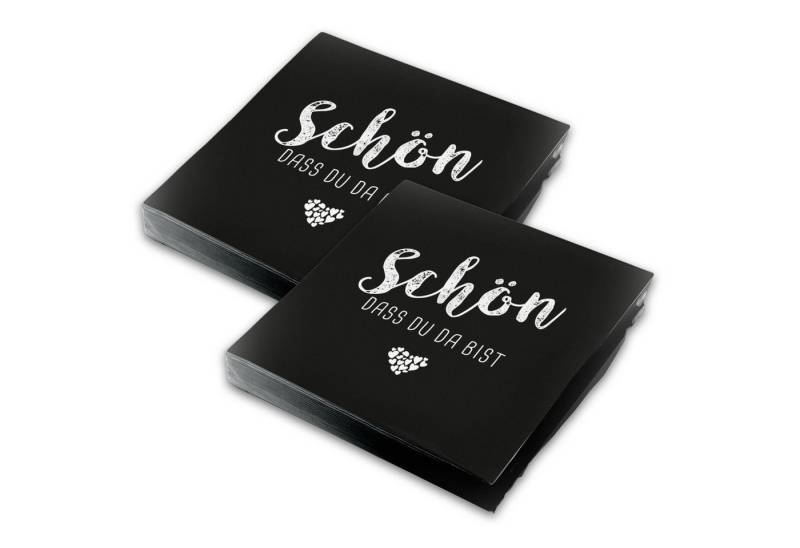 itenga Papierserviette itenga 40x Serviette Schön dass du da bist - SCHWARZ - von itenga