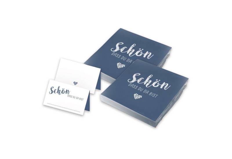itenga Papierserviette itenga 40x Servietten mit 48x Tischkarten Set - Schön dass du da bist von itenga